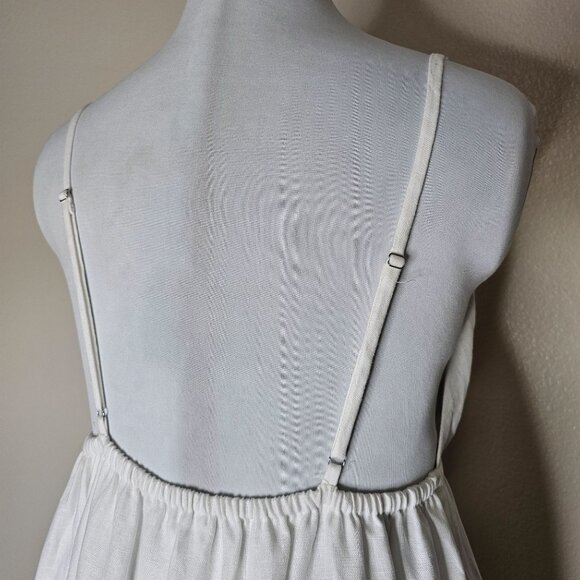 Reformation XL Odella Dress White Linen Tiered Plunge Western Cottage Festival - Picture 4 of 9